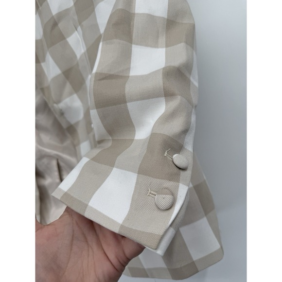 NWT Anthropologie Maeve Moss Brown Large Scale Gingham Check Blazer Jacket Sz M - Picture 2 of 8